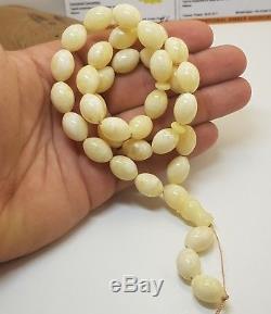 Islamic Prayer Tasbih PRESSED Amber Natural Baltic 42,1g 33 Bead White H-077