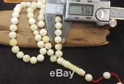 Islamic Prayer Tasbih Stone Amber Natural Baltic Genuine 25g Bead 45 White X-406