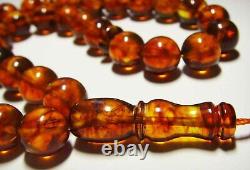 Islamic Prayer tasbih Beads Genuine baltic Amber pressed Misbaha