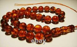 Islamic Prayer tasbih Beads Genuine baltic Amber pressed Misbaha