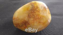 Ivory Colour Marbled Natural Baltic Amber Stone 55,8 Gr