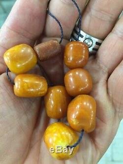 LARGE Antique Natural Egg Yolk Chinese Amber Baltic Amber Beads Bead 20.55g