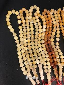 LOT Of 10 Baltic amber rosary 49gram 6mm 33 prayer beads misbah Tesbih NATURAL