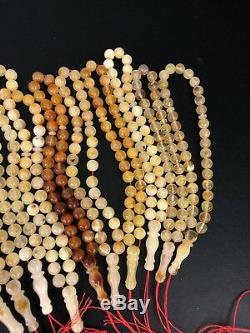 LOT Of 10 Baltic amber rosary 49gram 6mm 33 prayer beads misbah Tesbih NATURAL