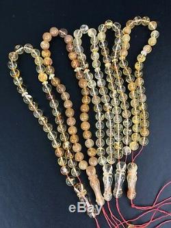 LOT Of 5 Baltic amber rosary 42gram 7mm 33 prayer beads misbah Tesbih NATURAL