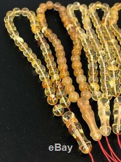 LOT Of 5 Baltic amber rosary 42gram 7mm 33 prayer beads misbah Tesbih NATURAL