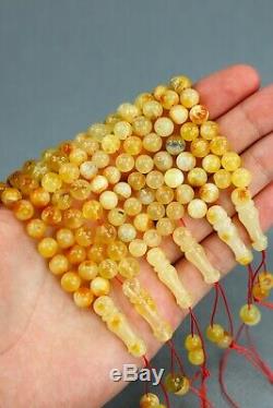 LOT Of 6 Baltic amber rosary 54gram 7mm 33 prayer beads misbah Tesbih NATURAL