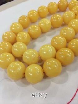 Large 33 Round (235 gms) Natural Baltic Butterscotch Amber  Beads Necklace