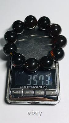 Large Amber Bracelet Natural Baltic Amber beads gemstone bracelet pressed 35gr