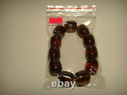 Large Amber Cognac Beads Bracelet Genuine Baltic Amber bracelet pressed 40.30gr