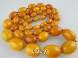 Large Antique Natural Butterscotch Egg Yolk Baltic Amber Necklace 63 grams