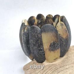 Large Natural Baltic Amber Bracelet Unpolished Oval Beads