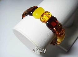 Large multicolor amber bracelet genuine Baltic amber multi-color gem stone pure