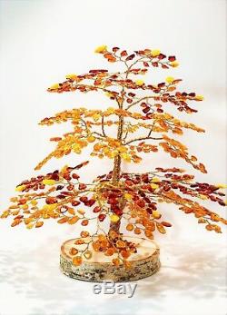Luxury Amber Tree of Happiness Oak 9.5 (25cm) 630 Baltic Amber Stones