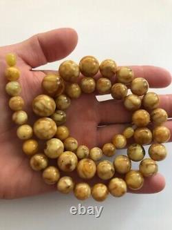 Massive Amber Necklace Natural Baltic Amber pressed round beads 55.91gr