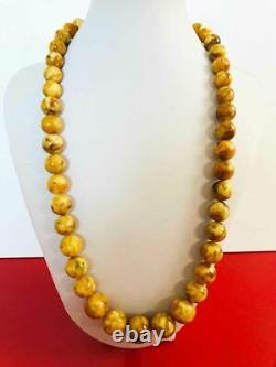 Massive Amber Necklace Natural Baltic Amber pressed round beads 55.91gr B25