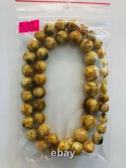 Massive Amber Necklace Natural Baltic Amber pressed round beads 55.91gr B25