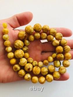 Massive Amber Necklace Natural Baltic Amber round beads pressed 55.91gr B-25