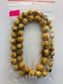 Massive Amber Necklace Natural Baltic Amber round beads pressed 55.91gr B-25