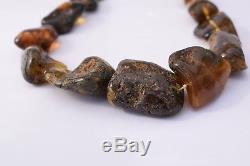 Massive Baltic Amber Necklace Unique Natural Beads Multicolored with Clasp