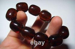 Mens Bracelet Genuine Baltic Amber Bracelet large cognac amber beads pressed