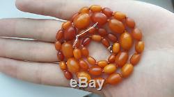 Miracle! Marvelous antique natural Baltic egg yolk amber beads necklace