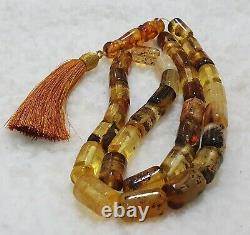 Muddy Baltic Amber with inclusions Islamic Prayer Rosary 33 Beads Tasbih 70 Gr