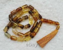 Muddy Baltic Amber with inclusions Islamic Prayer Rosary 33 Beads Tasbih 70 Gr