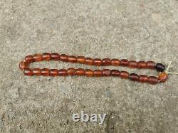 NATURAL BALTIC AMBER 33 PRAYER BEADS ANTIQUE VERY OLD ISLAMIC 23g COGNAC