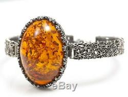 NATURAL BALTIC AMBER Jewellery STERLING SILVER 925 BRACELET Certified