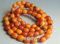 Natural Baltic Butterscotch Amber Beaded Necklace 46 Grams