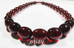 NATURAL BALTIC COGNAC AMBER LARGE BEAD NECKLACE pressed