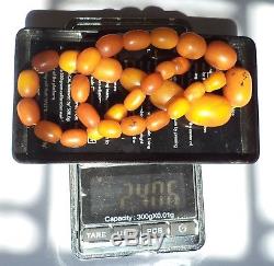 NATURAL OLD ANTIQUE BUTTERSCOTCH EGG YOLK BALTIC AMBER NECKLACE 24,06 grams