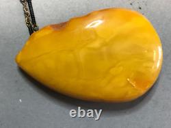 NATURAL OLD ANTIQUE YELLOW BUTTERSCOTCH BALTIC AMBER BROOCH 14,9 gr