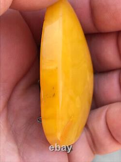 NATURAL OLD ANTIQUE YELLOW BUTTERSCOTCH BALTIC AMBER BROOCH 14,9 gr