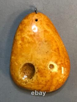 NATURAL OLD ANTIQUE YELLOW BUTTERSCOTCH BALTIC AMBER PENDANT 25,8 gr