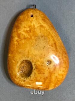 NATURAL OLD ANTIQUE YELLOW BUTTERSCOTCH BALTIC AMBER PENDANT 25,8 gr