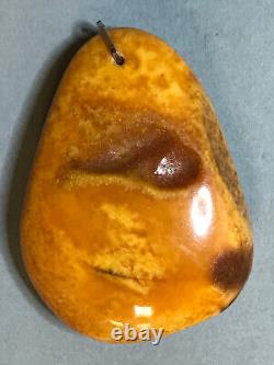 NATURAL OLD ANTIQUE YELLOW BUTTERSCOTCH BALTIC AMBER PENDANT 25,8 gr