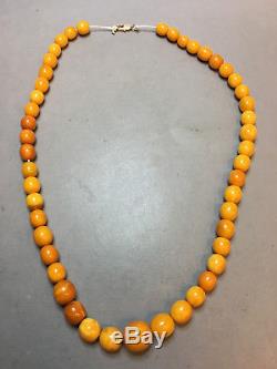 NATURAL OLD ANTIQUE YELLOW BUTTERSCOTCH BALTIC AMBER ROUND NECKLACE 41,1 gr