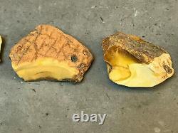 NATURAL RAW OLD ANTIQUE WHAIT YELLOW BUTTERSCOTCH BALTIC AMBER STONES 87,0 gr