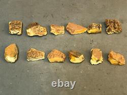 NATURAL RAW OLD ANTIQUE WHAIT YELLOW BUTTERSCOTCH BALTIC AMBER STONES 87,0 gr