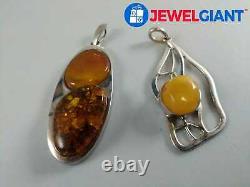 NATURAL RUSSIAN BALTIC AMBER PENDANT STERLING SILVER SUCCINITE VINTAGE #cs109