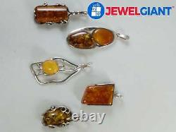 NATURAL RUSSIAN BALTIC AMBER PENDANT STERLING SILVER SUCCINITE VINTAGE #cs109