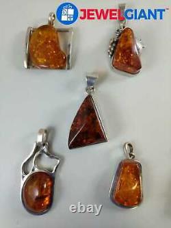 NATURAL RUSSIAN BALTIC AMBER PENDANT STERLING SILVER SUCCINITE VINTAGE #cs154