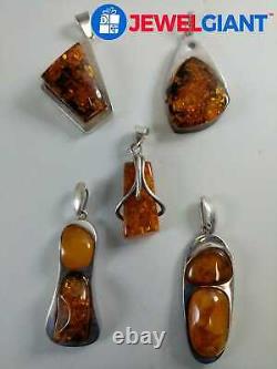 NATURAL RUSSIAN BALTIC AMBER PENDANT STERLING SILVER SUCCINITE VINTAGE #cs154