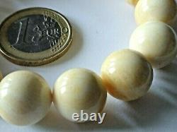 Natural 12.5 mm. Baltic White/ Butter Amber Round Beads Bracelet