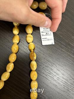Natural Amber 54 g 13-13 mm 33 PRAYER BEADS ROSARY Olives HANDMADE Prayers