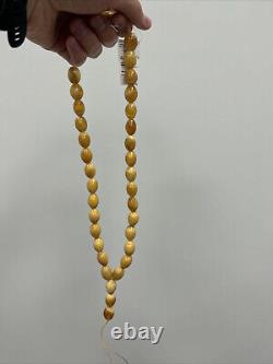 Natural Amber 54 g 13-13 mm 33 PRAYER BEADS ROSARY Olives HANDMADE Prayers