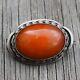 Natural Amber Antique Brooch Silver From 1920s Baltic Amber Art Nouveau 9g
