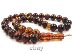 Natural Amber Islamic Prayer Beads 33 Bead pressed amber Tasbih Misbaha Tasbeeh